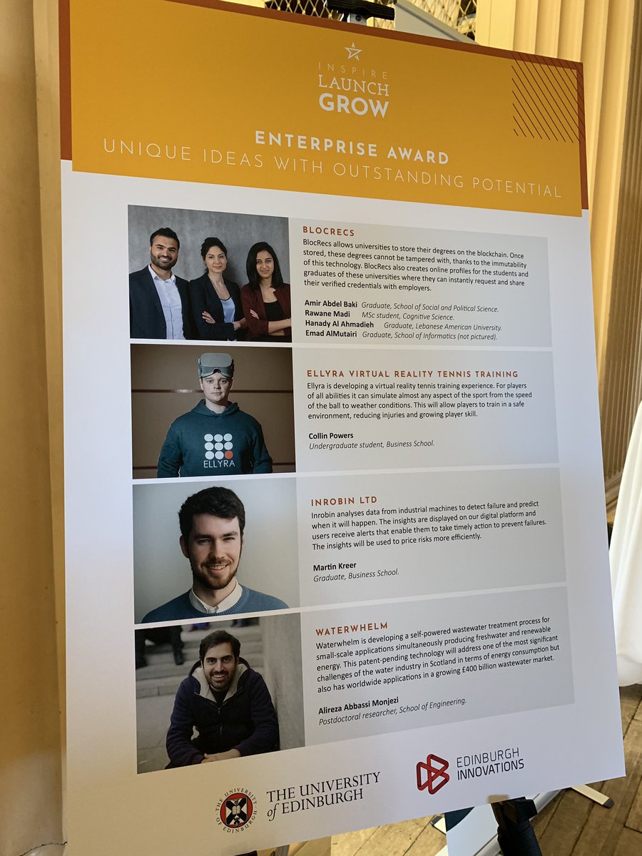 Pleasure to participate in #ILG19 #Awards ceremony <a href="/EdinInnovations/">Edinburgh Innovations - Find us on Bluesky 🦋</a>. Great 2 award shield 2 fantastic #Winner <a href="/waterwhelm/">Tesla Musk</a> #Alireja #Waste #Water treatment. #RunnerUp <a href="/InrobinLtd/">Inrobin Ltd</a> #MartinKreer #Industrial Machine risk assessment <a href="/EdinburghUni/">The University of Edinburgh</a>. ThankU #TomOgilvie &amp; #Dora 4 invite 🙏