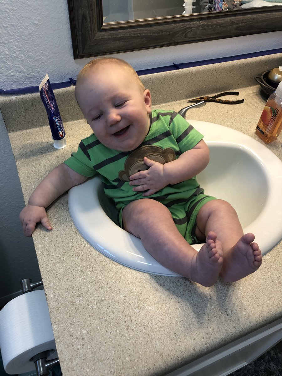 Don’t lie, you’ve probably set your baby in the sink so you could poop too. 🤷🏻‍♀️