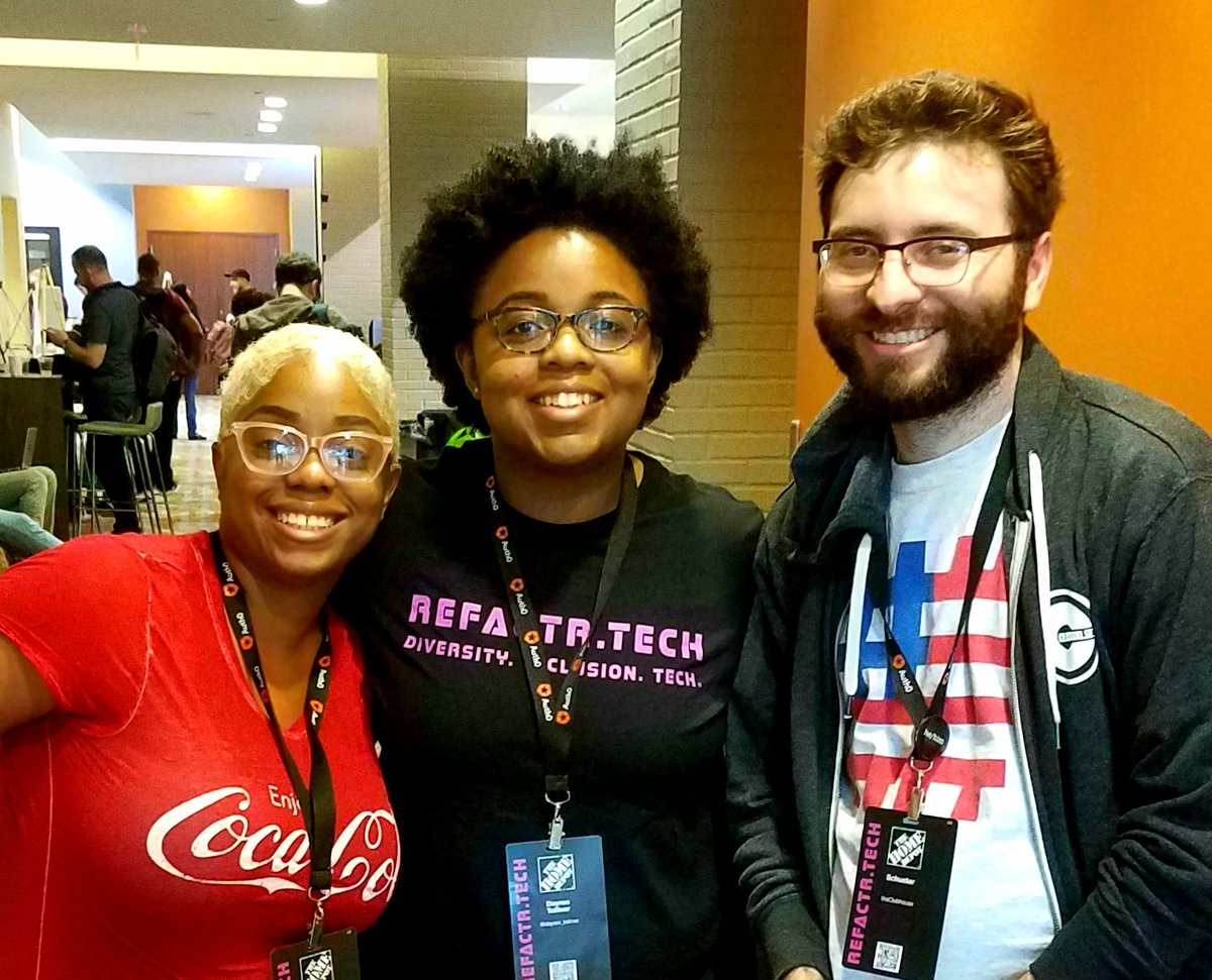 schusterbraun's tweet image. Really awesome meeting the two new interns @EriPDev and @dayren_tolliver, @RefactrTech for @VetsWhoCode #RefactrTech