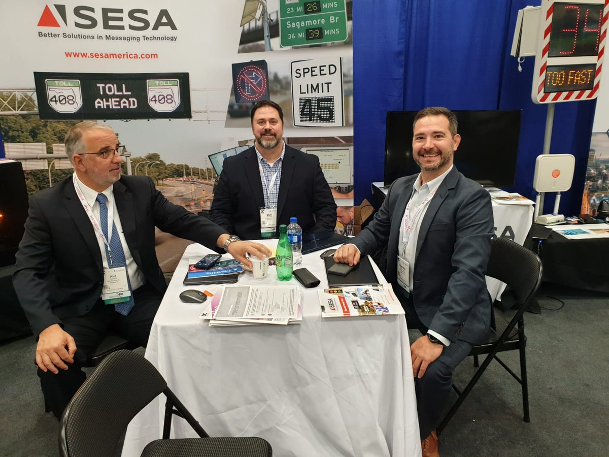 SESAmerica's tweet photo. @SESAmerica hard at work for Day 2 of @ITS_America #ITSDC2019 See us at Booth 649 and learn more about our latest product developments, energy efficient engineering and adaptive designs to critical roadway situations. We have a solution for all applications! https://t.co/535vMcwMlJ