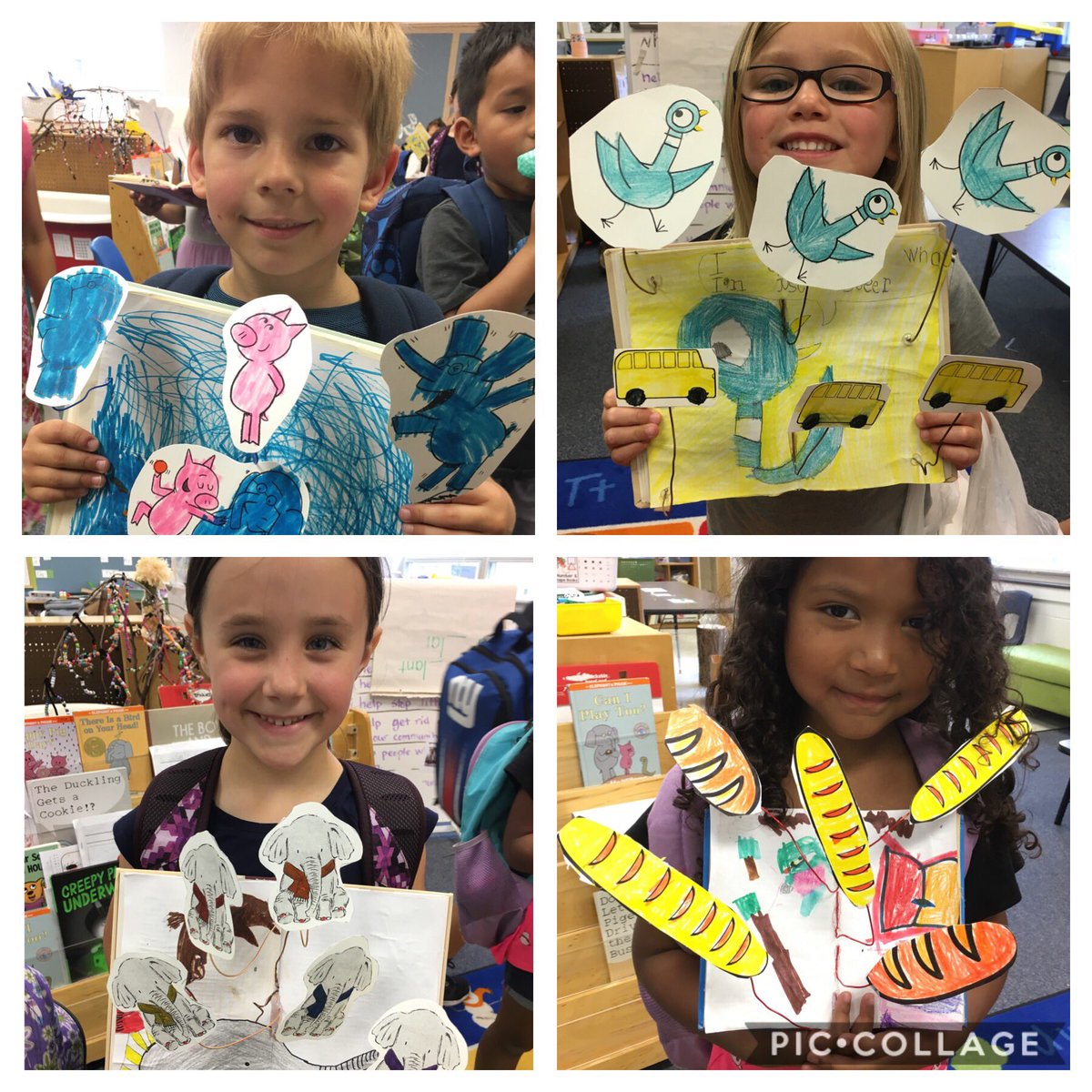 MVESPeacemakers's tweet photo. We made art pieces to hang in our bedrooms! We picked our favorite books we read in K, then drew a part of the book and picked a special character or symbols from the book. Now the books are bursting with happiness! #Kindergarten #futurefirstgraders #mveseagles @MVESEagles https://t.co/Vi3AhJlS6E