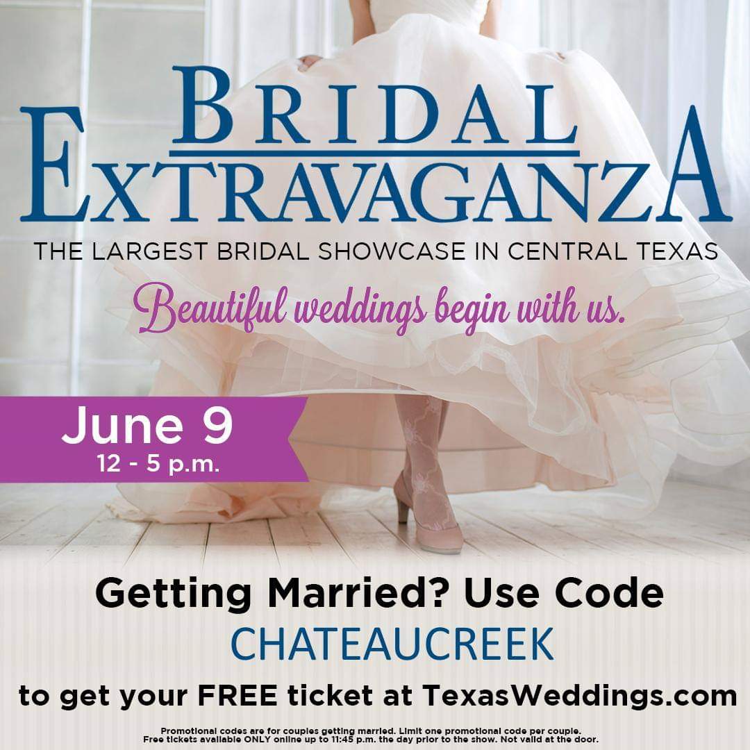 ChateauOn's tweet photo. Don't forget to use this code to visit us at the June 9 Bridal Extravaganza. We'd like to meet you & explain our Build Your Own Package. If you can't make it call Kathy at 512-699-4852.
#wedding #ido #weddingvenue #georgetownwedding #austinwedding #weddingday #weddingplanning https://t.co/mrgFfHHsAH