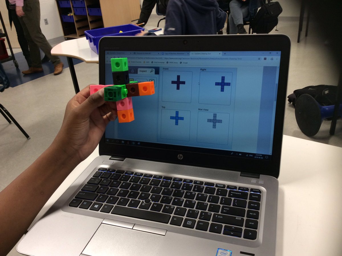 AliciaPotvin1's tweet photo. Exploring #isometricdrawings and #orthographic views using linking cubes and virtual manipulatives. @DartmouthSouth @HRCE_Math #HRCE_Math #SeeWhatImLearning https://t.co/5XGG0Y7GfS