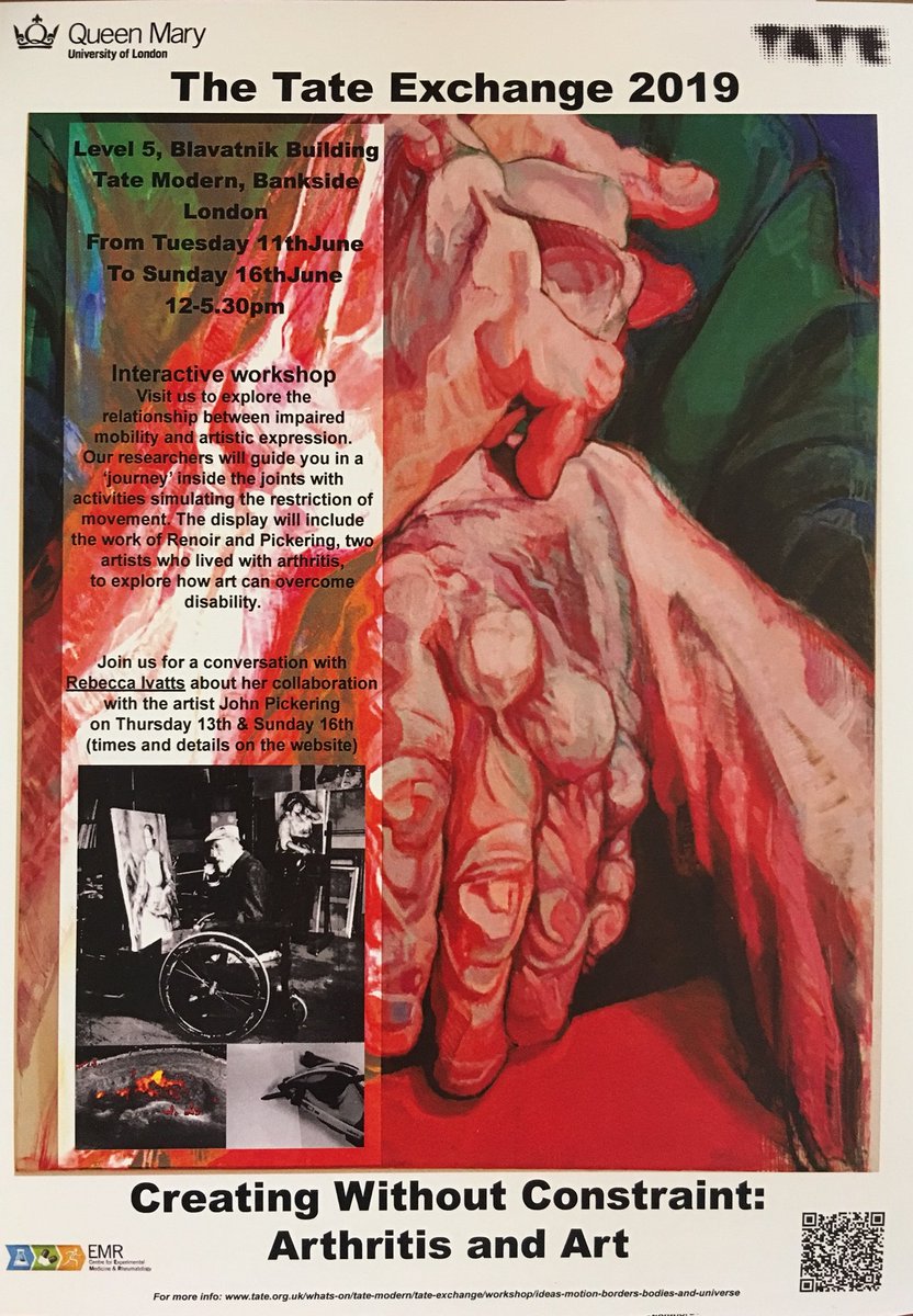 Fantastic workshops to learn about #arthritis and #art organised by <a href="/EMR_QMUL/">Experimental Medicine & Rheumatology</a> and <a href="/Tate/">Tate</a> June 13 &amp; 16