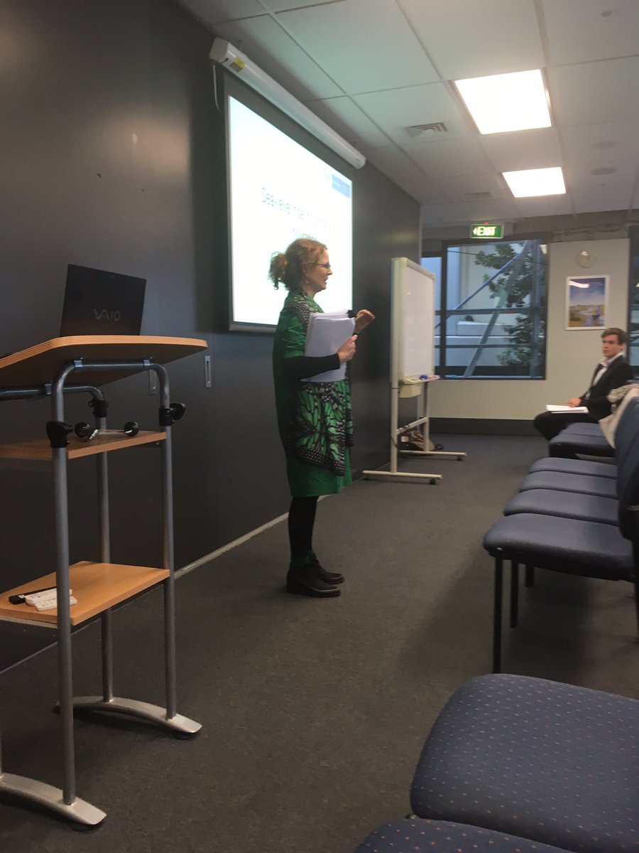DeepSouth_NZ's tweet photo. Catherine Iorns @VicUniWgtn about to give a sneak preview of her legal liability for climate adaptation research, at @mfe_news. Final research reports will be released over the next few months. #changingwithourclimate https://t.co/kiDWhlSVDH