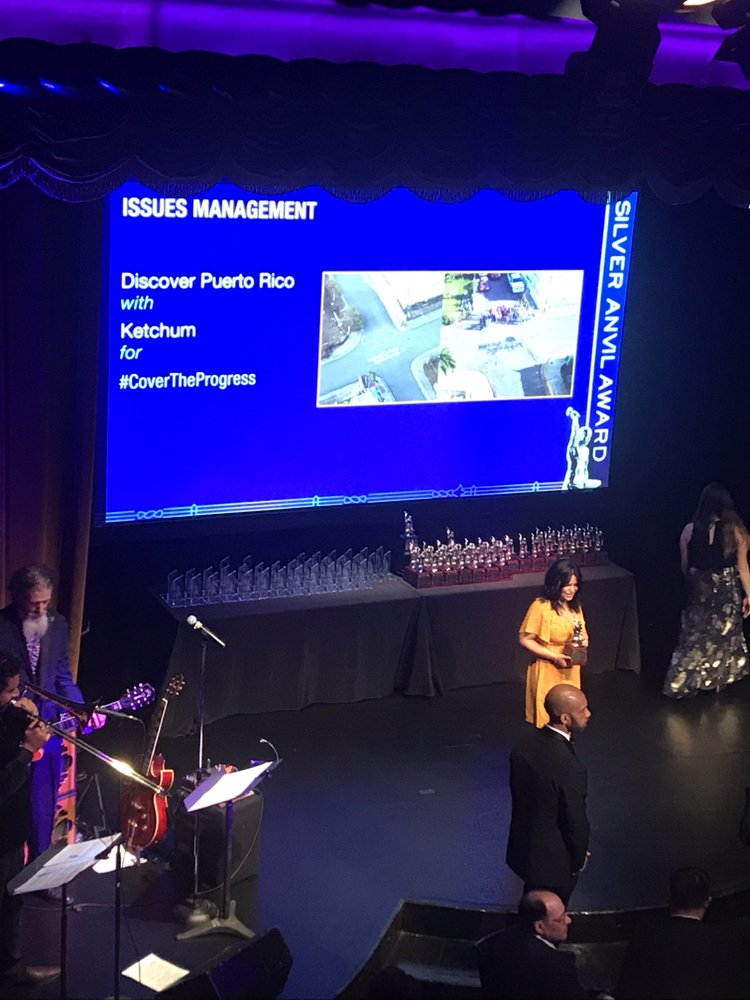 PRSA's tweet photo. Congratulations to @ketchumPR for taking home the Silver Anvil for the campaign “#CoverTheProgress” for @discover_PR in the Issues Management category! #PRSAAnvils2019 🇵🇷 https://t.co/OJ3gtWaD1D