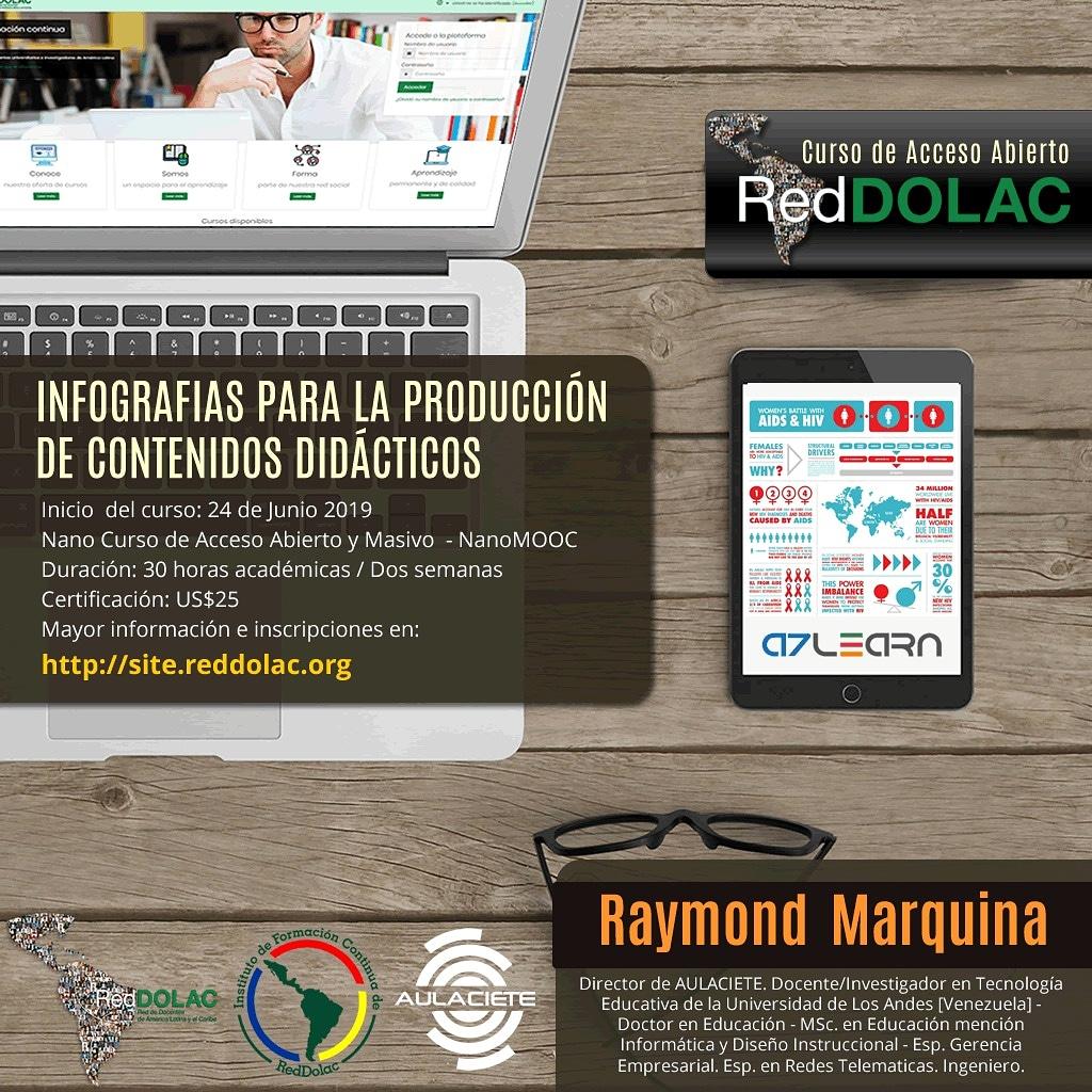 raymarq's tweet photo. Inscríbete sin costó alguno en el nano curso de acceso abierto y masivo #nanoMOOC sobre Infografías para la producción de contenidos didácticos, avalado por @aulaciete y @reddolac
Formulario de inscripción en:
https://t.co/6A4nS5UVRa https://t.co/P2AvDkAlC2