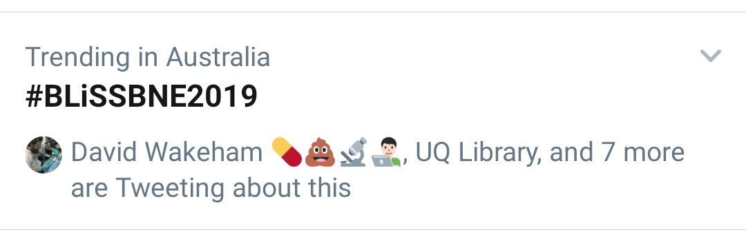 The hashtag is trending! Keep it up!! #BLiSSBNE2019