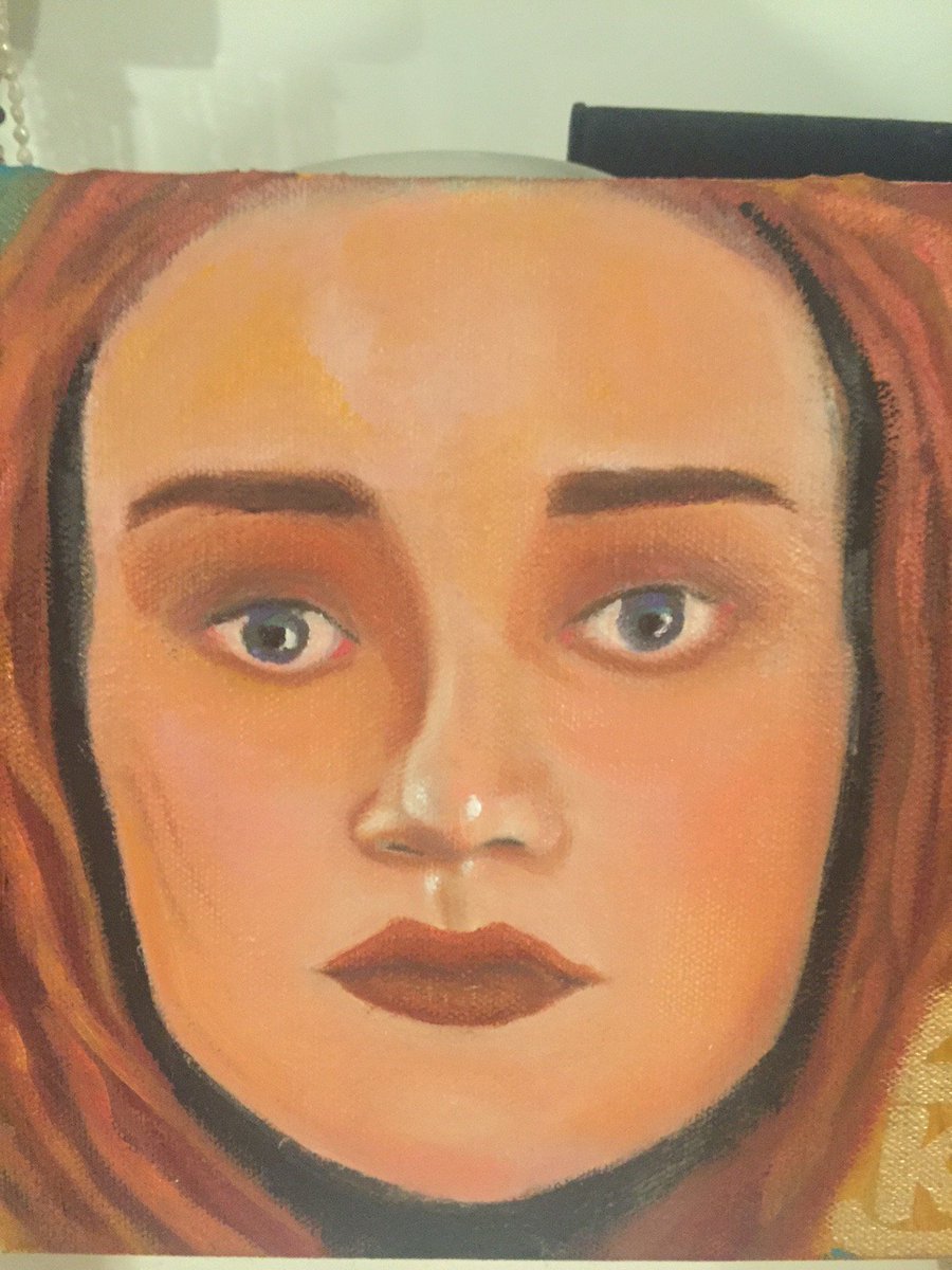 Ava_Bruning's tweet photo. @StinavD @Benefry @ernlaugh @TrishSuter @BernardJanWorld @norianlove @EmilyCadwalader @mywritersnook @AmyCaudill10 @LydiaBright1997 u r so sweet 2 think of me @StinaD. Attached a painting still working on eyes forehead. Slightly more hopeful about my kids today. https://t.co/2TEiXSUDEK