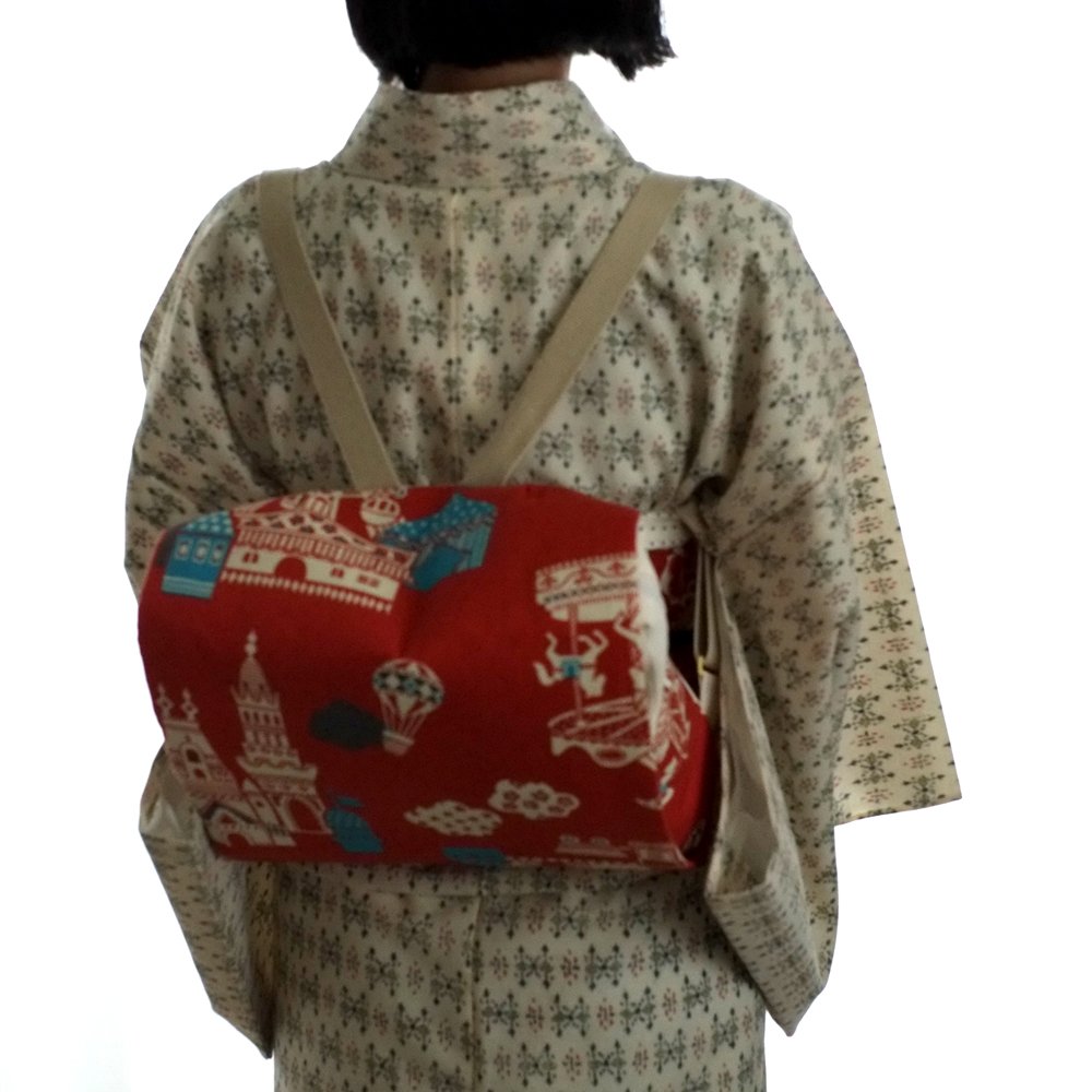 (匿名配送)(黒3) 帯リメイク、お太鼓結びのリュック、人気の「おたいこちゃん」 匿名配送)(黒3) 帯リメイク、お太鼓結びのリュック、人気の「おたいこ