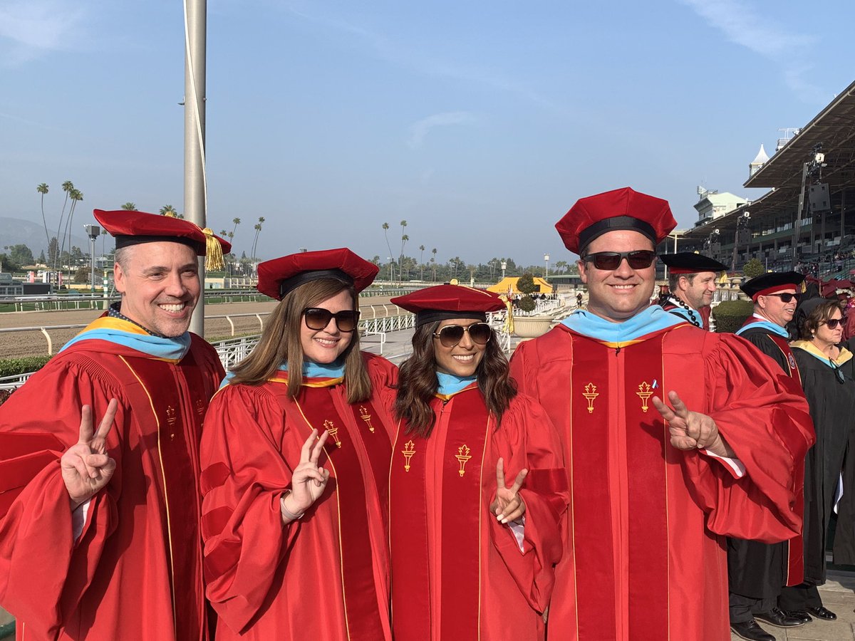 Trojans represent at the Arcadia High School Graduation.  Fight on! <a href="/HryciwAUSD/">Kevin Hryciw</a> <a href="/MissBhakta/">Bhavini Bhakta, Ed.D.</a> @benackerAUSD @Lauren_Leahy_ <a href="/USCRossier/">USC Rossier</a> <a href="/ArcadiaUnified/">Arcadia Unified</a>