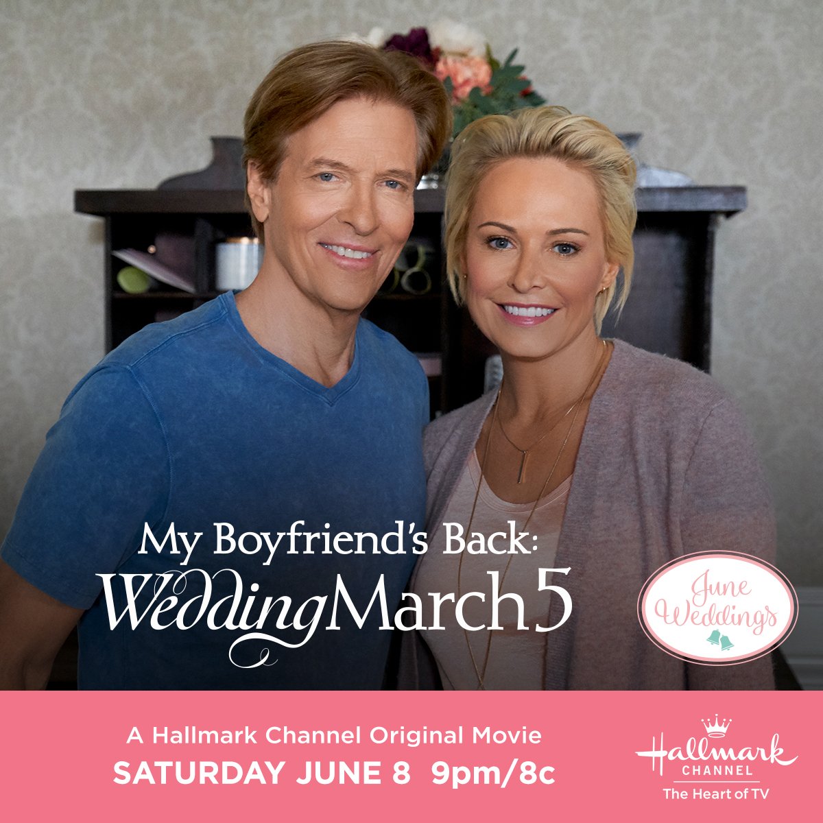 jwagnerJBandpat's tweet photo. Don't miss @JackWagnerhpk &amp; @Josiebissett on @hallmarkchannel @HomeandFamilyTV talking about their new movie "My Boyfriend’s Back: Wedding March 5"! Tune in TOMORROW at 10am/9c on @hallmarkchannel. #Hallmarkies #JuneWeddings @cindy_busby @tyler_hynes #Hearties https://t.co/icdkNyU1k1