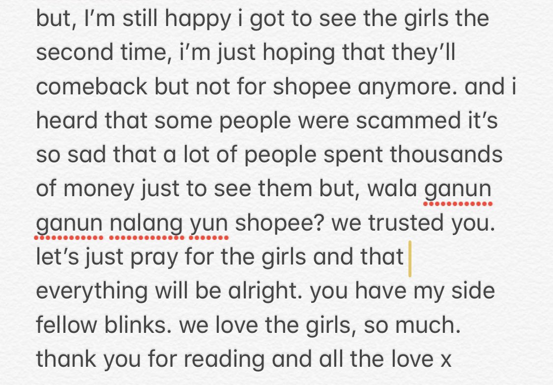 just wanna share the truth. no hate, just wanna protect my fellow blinks. i can’t be quite about this one. all the love x

#SHOPPEESCAM #ShopeeBlackpinkInManila #SorryBPWeLoveYou #SorryBlackpink
