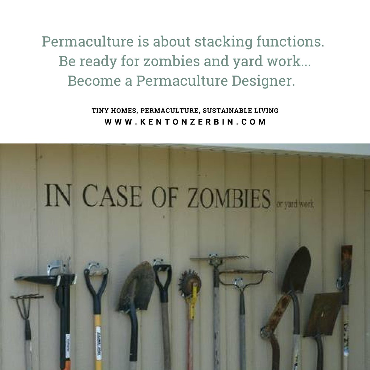 KentonZerbin's tweet photo. Be it zombies or yard work, we've got you covered. Learn the skills you need for anything being thrown your way :)
.
.
.
.
#sustainable #permaculture #thinkbig #bravenewworld #zombiehumor #humor #sustainableliving #educateyourself #offgrid #offgridskills #offgridliving https://t.co/5FeRzCOrRe
