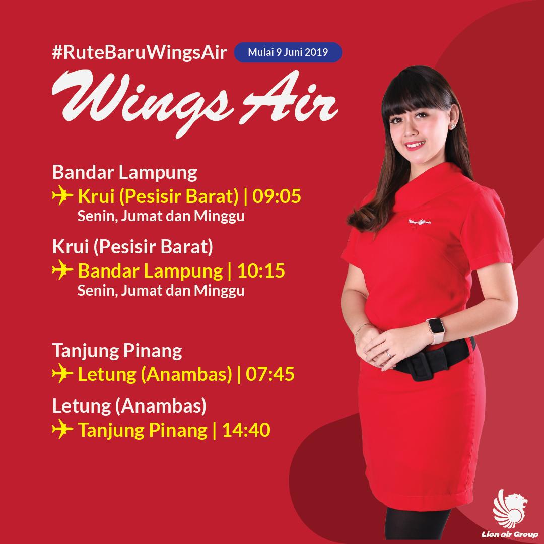 lionairgroup's tweet photo. Maskapai Wings Air kembali memperluas jaringan penerbangannya di daerah Sumatera. Nikmati penerbangan barunya mulai 9 Juni 2019 dan pesan tiketnya melalui https://t.co/Ujavx4Po9J #rutebaruwingsair https://t.co/LuArXnqOgE