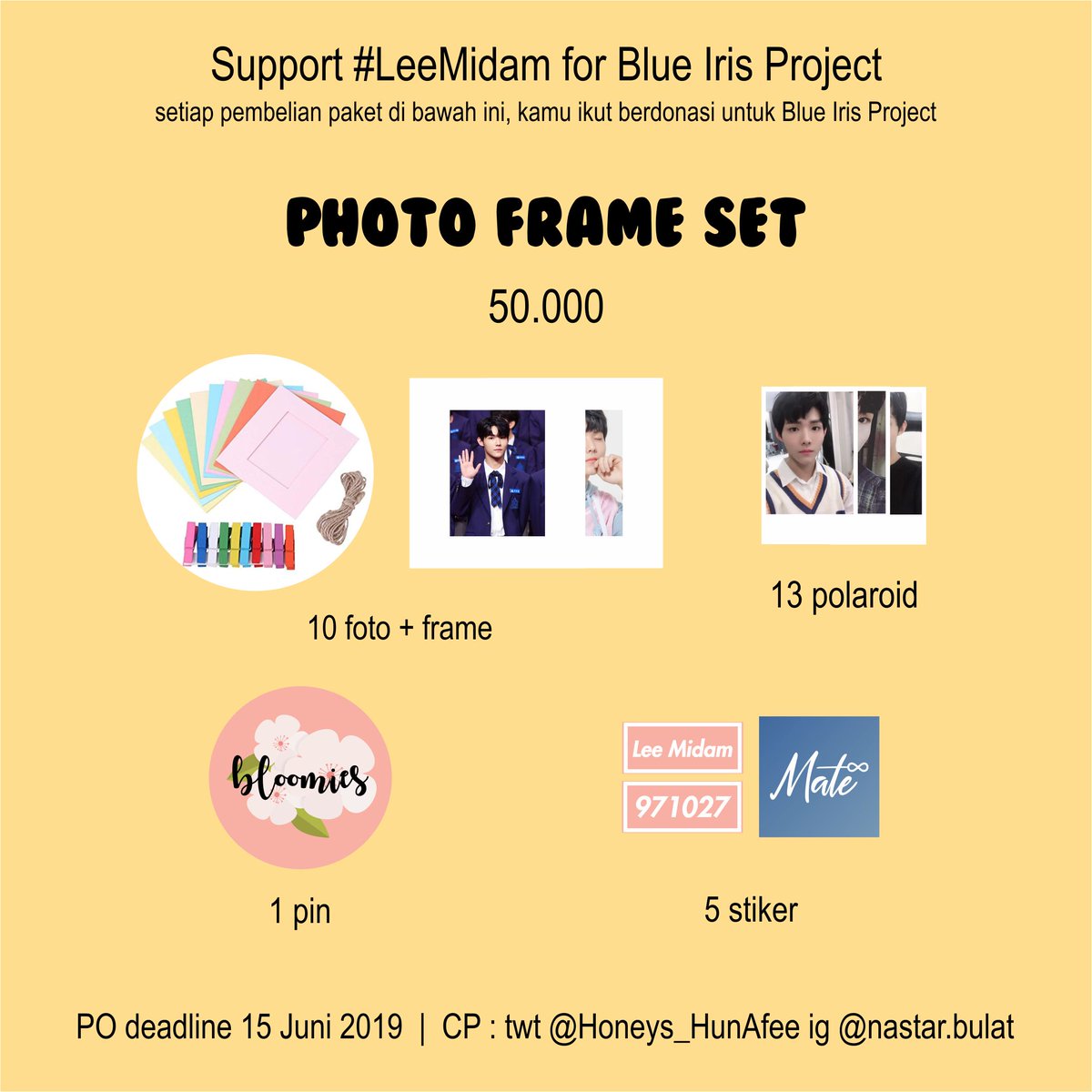 nastarbulat's tweet photo. Hai Mates Indonesia, Mates Surabaya bikin project support untuk Midam. Keuntungan dari penjualan akan disumbangkan ke Blue Iris Team. Yuk yuk ikutan. 
Yg mau tanya2 boleh kontak CP atau DM aku yaaa
With love,
Mates Surabaya
#LeeMidam #ProduceX101 #BlueIrisProject https://t.co/xKC4Tjp2AB