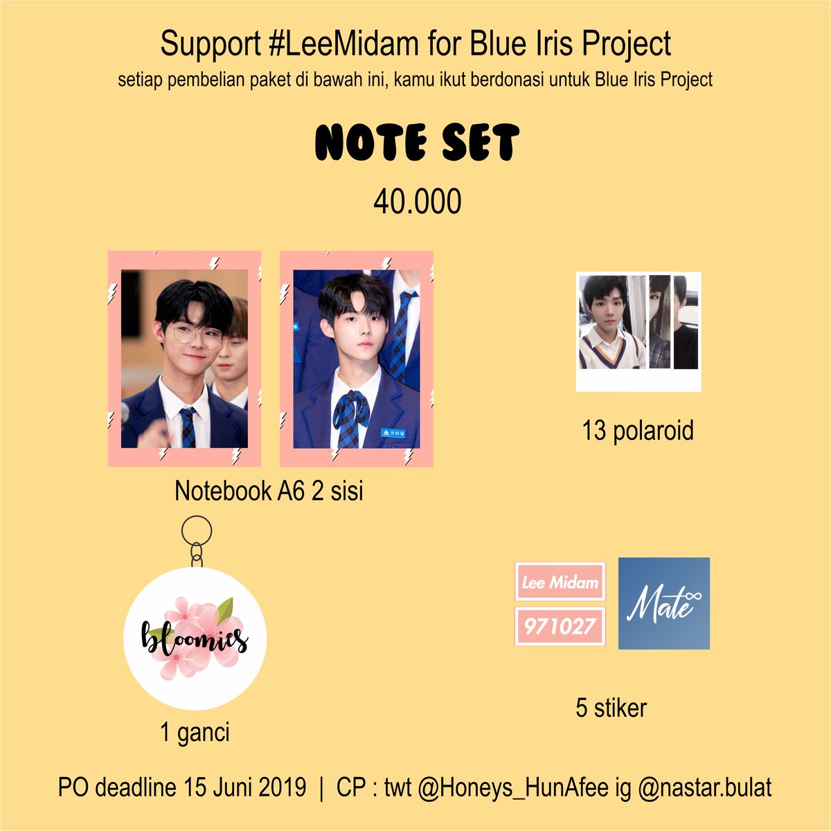 nastarbulat's tweet photo. Hai Mates Indonesia, Mates Surabaya bikin project support untuk Midam. Keuntungan dari penjualan akan disumbangkan ke Blue Iris Team. Yuk yuk ikutan. 
Yg mau tanya2 boleh kontak CP atau DM aku yaaa
With love,
Mates Surabaya
#LeeMidam #ProduceX101 #BlueIrisProject https://t.co/xKC4Tjp2AB