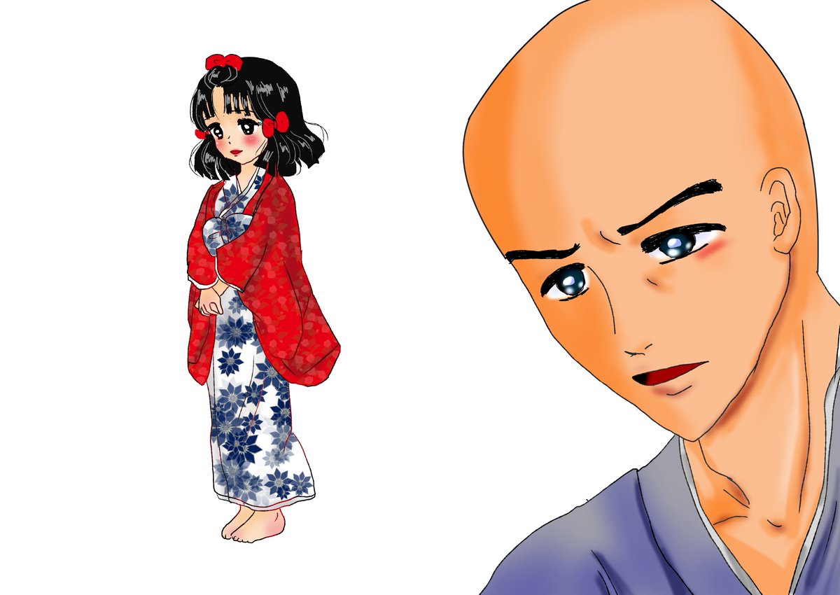 愛ちん ゆめみ愛 A Twitter ムダ毛なしの日 むしろ毛むくじゃらの人が好きです 今まで描いた坊主頭の人々 １ ２はイラストacさん ３ ４は福娘童話集様昔話挿絵です