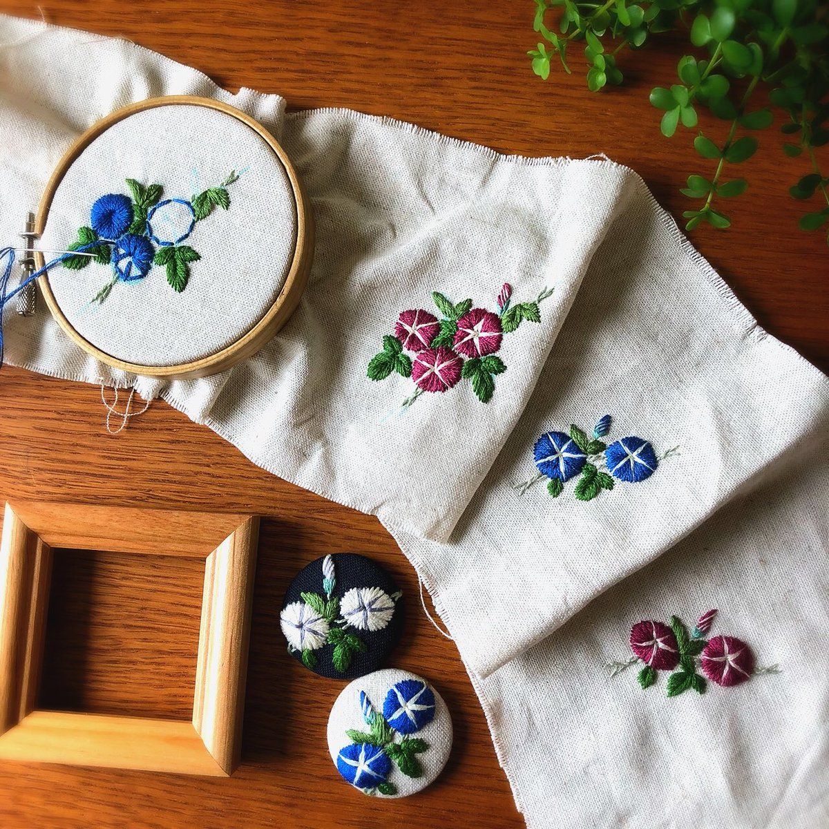 itonohaco's tweet photo. アサガオ市の準備中です✨
#刺繍 #ミンネ https://t.co/Ux6RXnpt5U