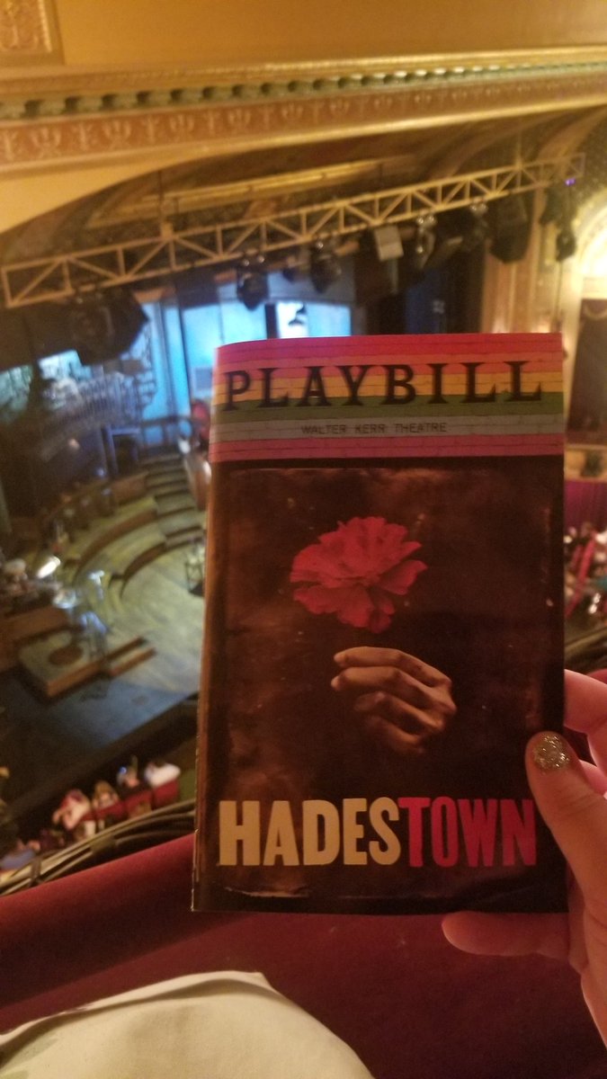 Idahogirl77's tweet photo. Holy crap this show was breathtakingly beautiful.  I  cried. And when they had to get the cast off the stage while a medical emergency occurred in the audience they just picked up from the top of the song they stopped during. So impressed. Wow. #Hadestown @hadestown #Broadway https://t.co/YS06qoNo46