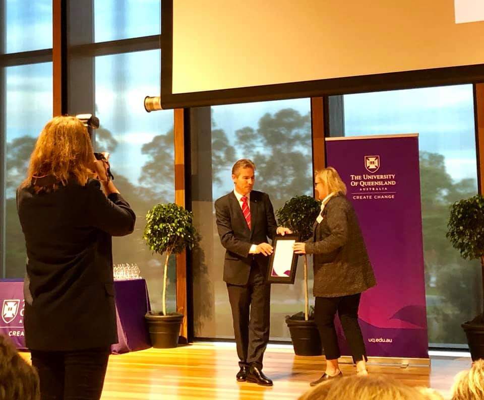 UQSAFS_Metab's tweet photo. Congratulations! Here's Prof @FitzgemM receiving the Leadership and Mentoring award commendation (UQ-wide)! SAFS Metabolomics lab is so proud of you! https://t.co/lR54aopnXf