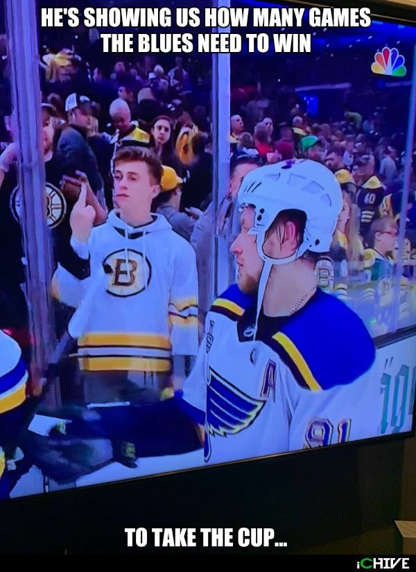 Ang2D2's tweet image. A lot of firsts for St. Louis tonight including my dad’s very first meme. I hope every poor sport, little mass-hole sitting in a $3500 seat gets a gander. Good work pops. #StLouisBlues #LGB #stanleycupfinal2019 #StanleyCup