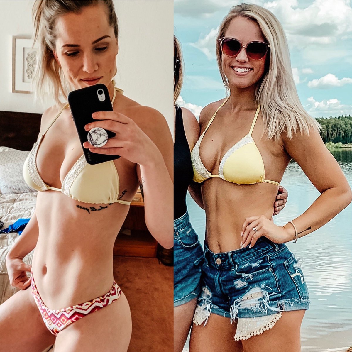 kileyessnerfit's tweet photo. Only 6 weeks apart! Mission shredded for summer is in full swing, who wants to join me?! 🌸👙☀️ https://t.co/zSkqLy7DrB