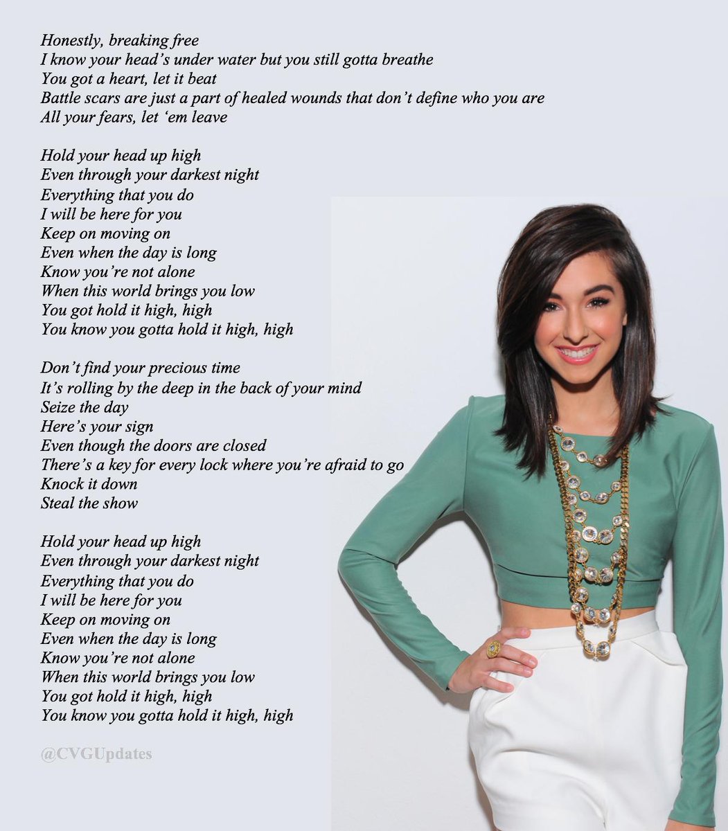 photo Keep Your Head Up High Meaning christina grimmie holdyourheadupoutnow