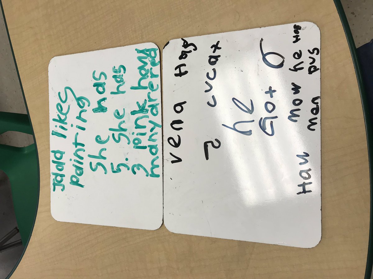 Little1Learning's tweet image. You know your students are loving math when they ask to write their own word problems during a brain break instead of doing a movement activity. Look at these problems! Well done Kindergarten 🙌🏾 #mathematicians @SolleyAACPS #noworksheetnoproblem