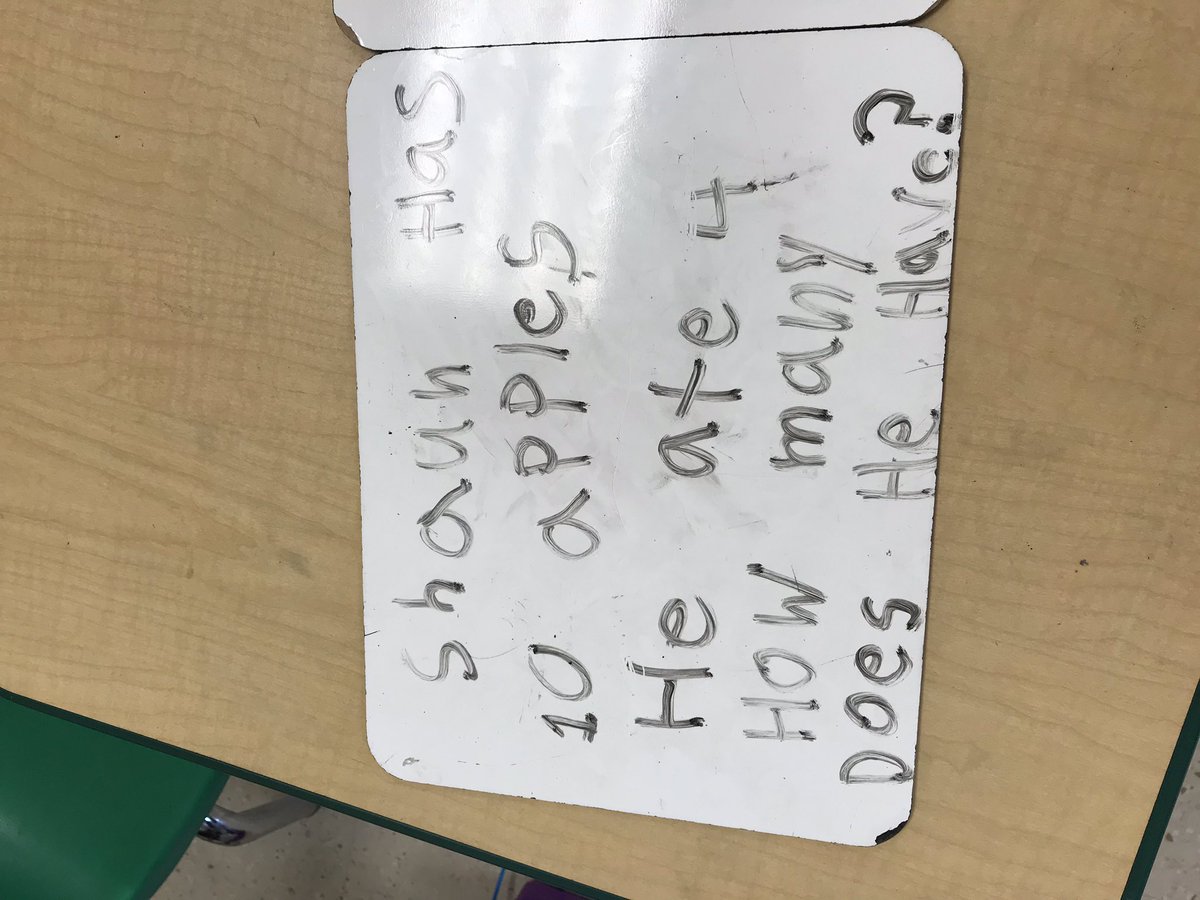 Little1Learning's tweet image. You know your students are loving math when they ask to write their own word problems during a brain break instead of doing a movement activity. Look at these problems! Well done Kindergarten 🙌🏾 #mathematicians @SolleyAACPS #noworksheetnoproblem