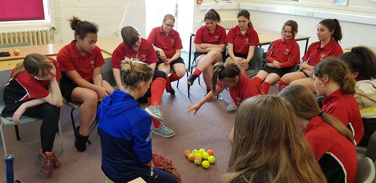 Girls from Y7, 8 &amp; 9 taking part in their first #beyondthebaseline session with <a href="/jade_windley/">Jade Windley</a> <a href="/YouthSportTrust/">Youth Sport Trust</a> <a href="/the_LTA/">LTA</a>