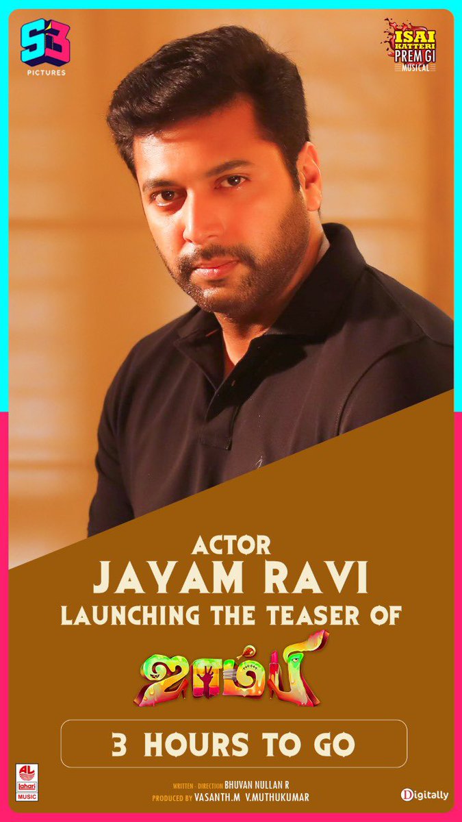 Parithabangal__Sudhakar (@actor__sudhakar) on Twitter photo .<a href="/actor_jayamravi/">Ravi Moham</a> will be launching the #Zombie teaser at 6pm. 3 hours to go !!
#ZombieTeaser
#SargaYamala
@s3_pictures <a href="/iYogiBabu/">Yogi Babu</a> <a href="/iamyashikaanand/">Yashika Anand</a> @Gopiaravindhraj @soonapaana006 <a href="/17BhuvanR/">R Bhuvan nullan</a> <a href="/Premgiamaren/">PREMGI</a> @laharimusic <a href="/johnsoncinepro/">Johnson PRO</a> <a href="/digitallynow/">Digitally</a> <a href="/LahariMusic/">Lahari Music</a> .<a href="/actor_jayamravi/">Ravi Moham</a> will be launching the #Zombie teaser at 6pm. 3 hours to go !!
#ZombieTeaser
#SargaYamala
@s3_pictures <a href="/iYogiBabu/">Yogi Babu</a> <a href="/iamyashikaanand/">Yashika Anand</a> @Gopiaravindhraj @soonapaana006 <a href="/17BhuvanR/">R Bhuvan nullan</a> <a href="/Premgiamaren/">PREMGI</a> @laharimusic <a href="/johnsoncinepro/">Johnson PRO</a> <a href="/digitallynow/">Digitally</a> <a href="/LahariMusic/">Lahari Music</a>