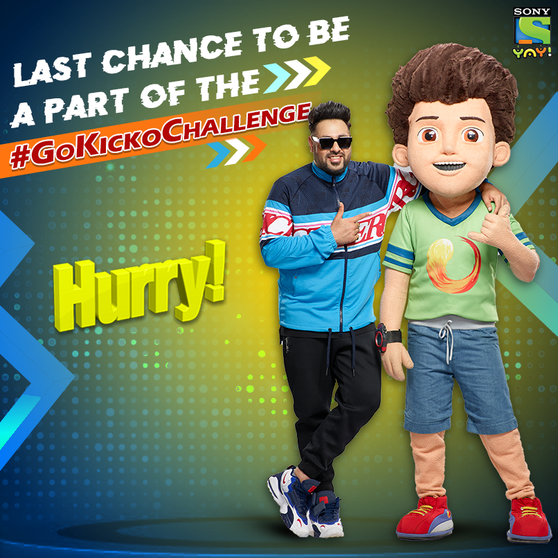 SonyYAY's tweet photo. #GoKickoChallenge:
It’s your last chance today!
Come on, send in as many entries as possible. Ask your friends and be a star!
T&Cs apply!
Go Kicko song: https://t.co/ppdI7wXKiq
#Contest #ContestAlert #SonyYAY! #Badshah #KickoAndSuperSpeedo @Its_Badshah https://t.co/6FtzmvUoHq