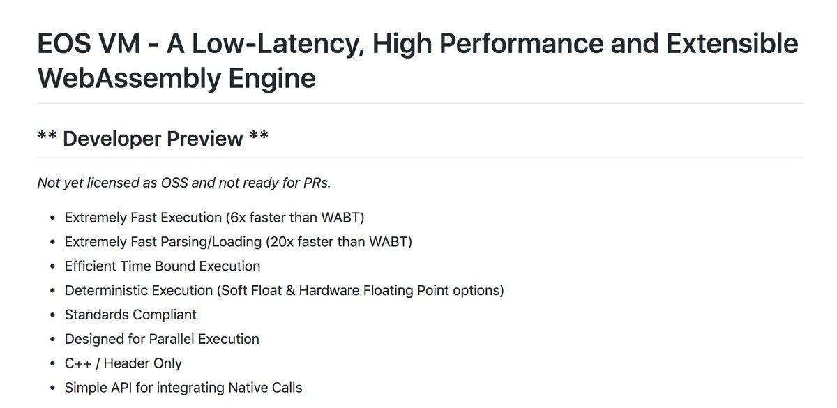 eosvm #developer preview released by @block_one_ ! github.com/EOSIO/eos-vm 🚄
