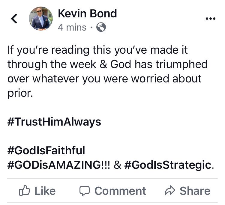 ItsKevinBond's tweet photo. If you’re reading this you’ve made it through the week & God has triumphed over whatever you were worried about prior.
#TrustHimAlways
#GodIsFaithful
#GODisAMAZING!!! & #GodIsStrategic https://t.co/XUoWqiAf4E