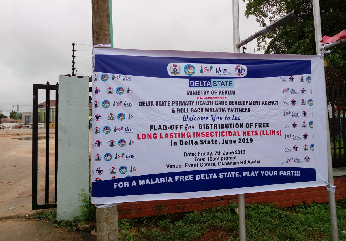 All is set for the flag-of ceremony of Delta State mass net (LLIN) distribution by the Governor, Dr. Ifeanyi Okowa. 5-day distribution across the State will be from 8th-12th June, 2019; <a href="/SFHNigeria/">Society for Family Health</a> is committed to ensuring every household receives LLINs for prevention of malaria.