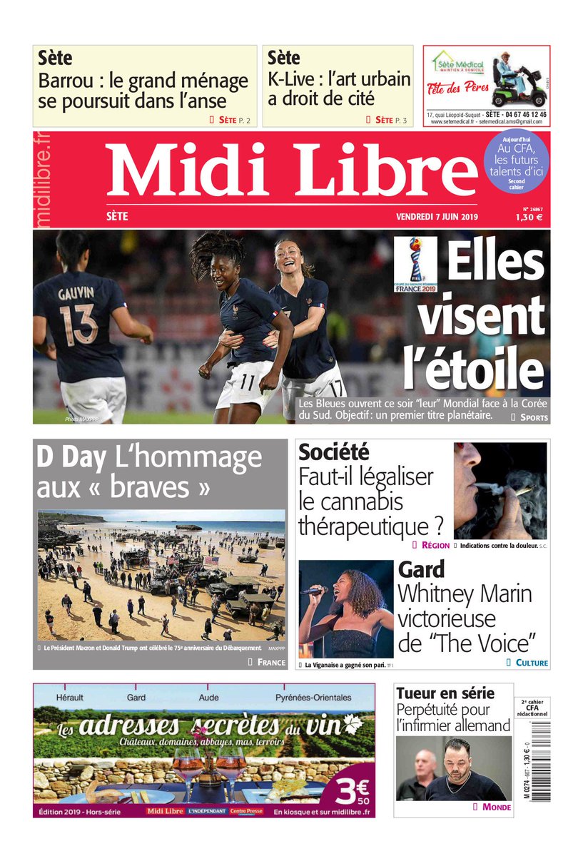 MidiLibreSete's tweet photo. #Sète Bonjour, à la Une de votre quotidien de ce vendredi 7 juin
#KLive
#Barrou https://t.co/iZp0A9CncX