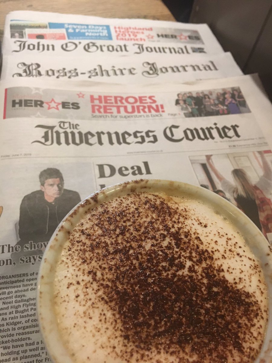 Breakfast with three of my five favourite newspapers. Get your copy and support journalism in the Highlands. <a href="/InvCourier/">Inverness Courier</a> <a href="/Rossnews/">Ross-shire Journal</a> <a href="/GroatNews/">John O'Groat Journal & Caithness Courier</a> <a href="/HNGnews/">Highland News Group</a> <a href="/NStarNews/">North Star</a> #buyapaper