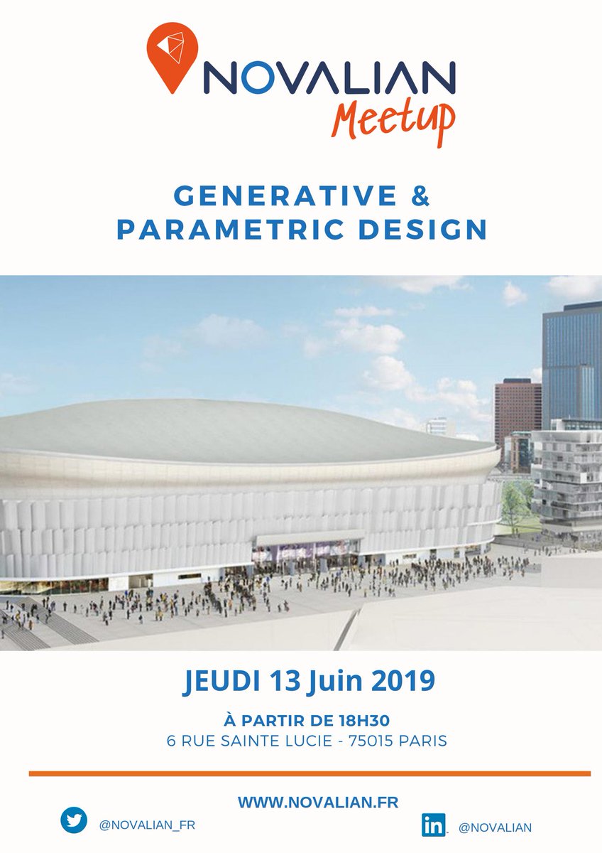 Il est encore temps de vous inscrire à notre #MeetupNovalian consacré au #GenerativeDesign &amp; #ParametricDesign qui aura lieu jeudi prochain à partir de 18h30. 

Infos &amp; inscription 👉 meetup-novalian-5.eventbrite.fr 

#BIM #TransfoNum #Innovation #IA