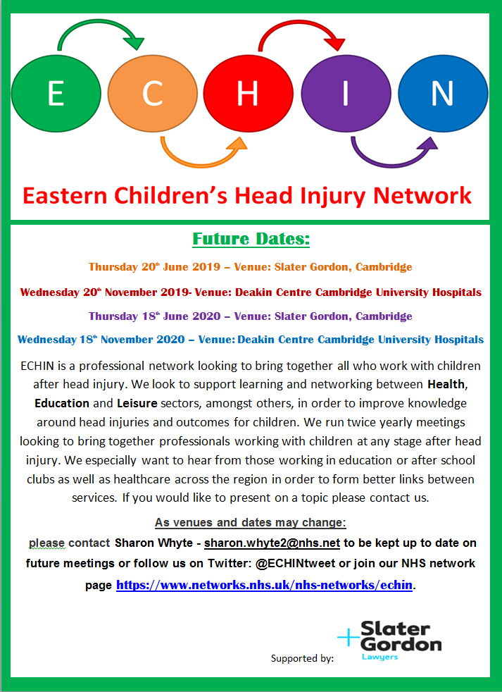 ECHINTweet's tweet photo. Some dates for your diaries. We are now booked for the next two years! Please circulate. Please contact us to get on our email list. Dates may get tweaked and it's the best way for keeping in touch. #Child #headinjury https://t.co/bnIZOOl3bD