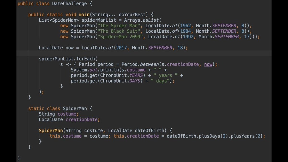 RafaDelNero's tweet image. A great way to improve your code and make it easier to solve bugs is by understanding the @Java language deeply. Take this challenge to go deep into @Java!
#JavaChallengesVideos
Test your @Java skills and try it out LocalDate:
youtu.be/0aDjhPatzk4