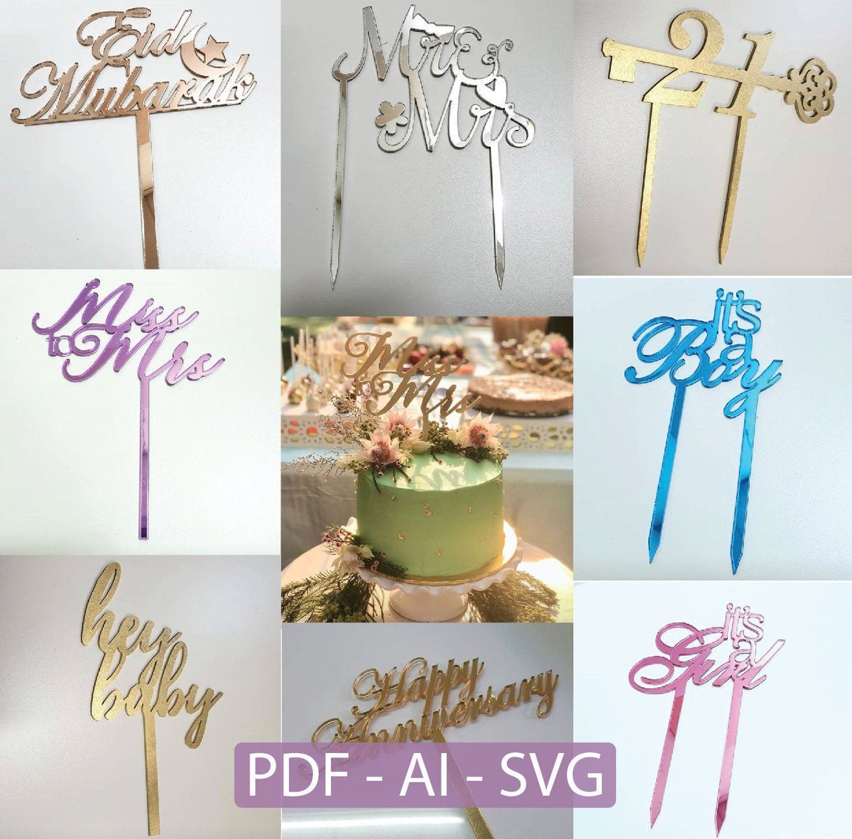Excited to share the latest addition to my #etsy shop: Cake Topper Bundle - 25 Designs etsy.me/2WoiFH4 #art #drawing #caketoppersvg #lasercuttemplate #lasercutfile #dxf #caketopperdesign #cutfile #happybirthday
