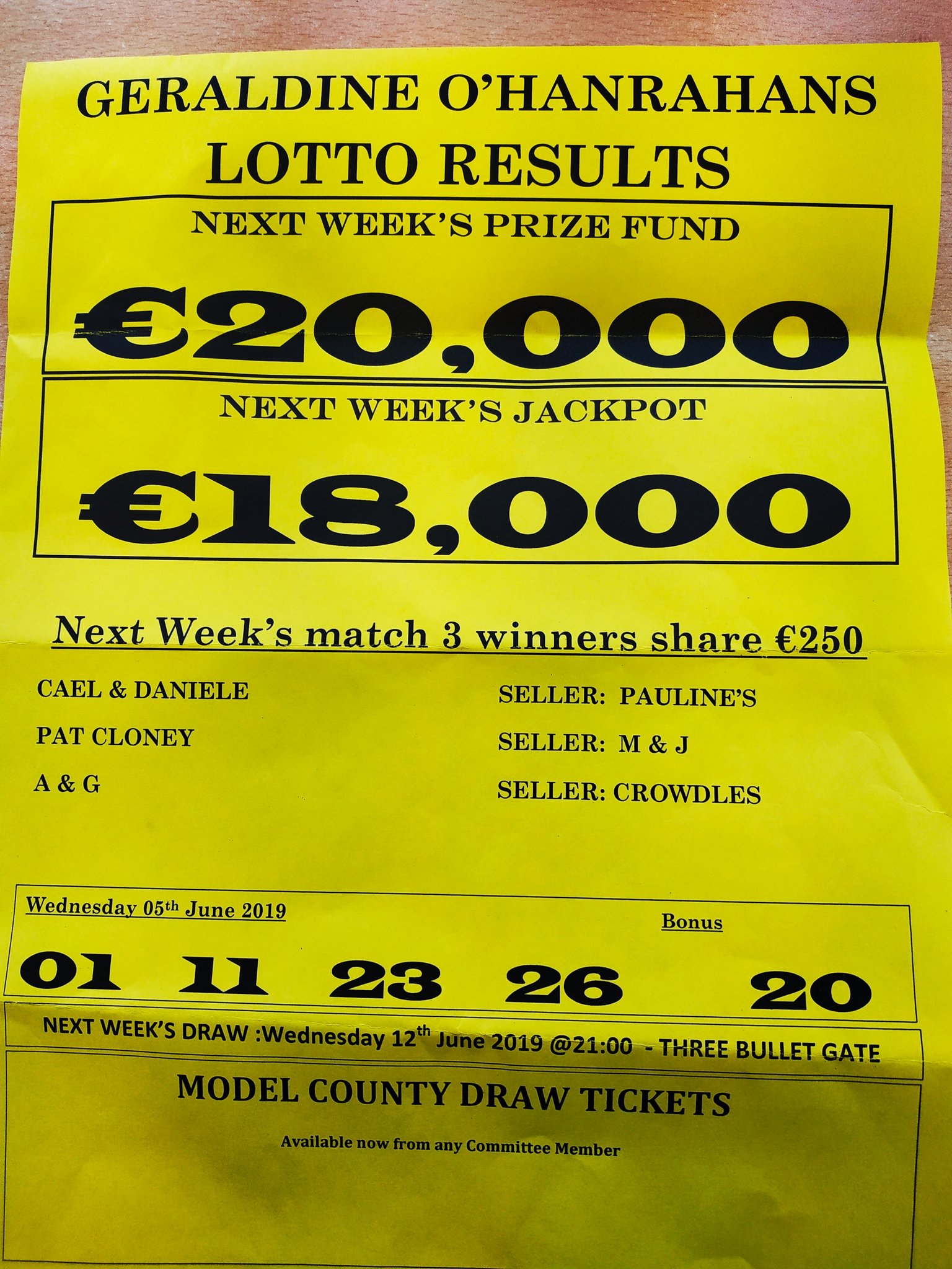 lotto results wednesday 12th june 2019
