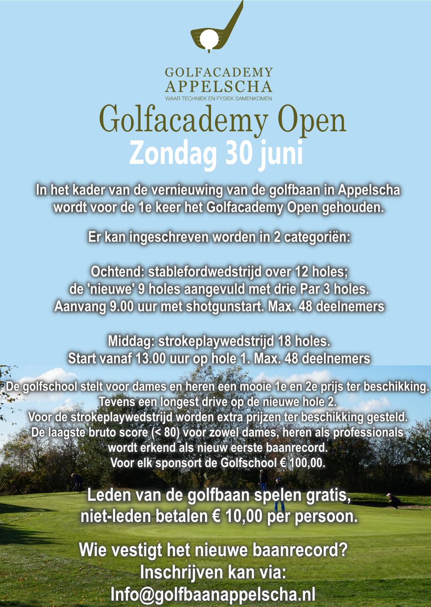 #Goedemorgen #golfers, aanmelden kan vanaf nu! 🏌️‍♀️🏌️‍♂️#Appelscha #Friesland #Drenthe #Groningen #Golfbaan #NGF #longestdrive
