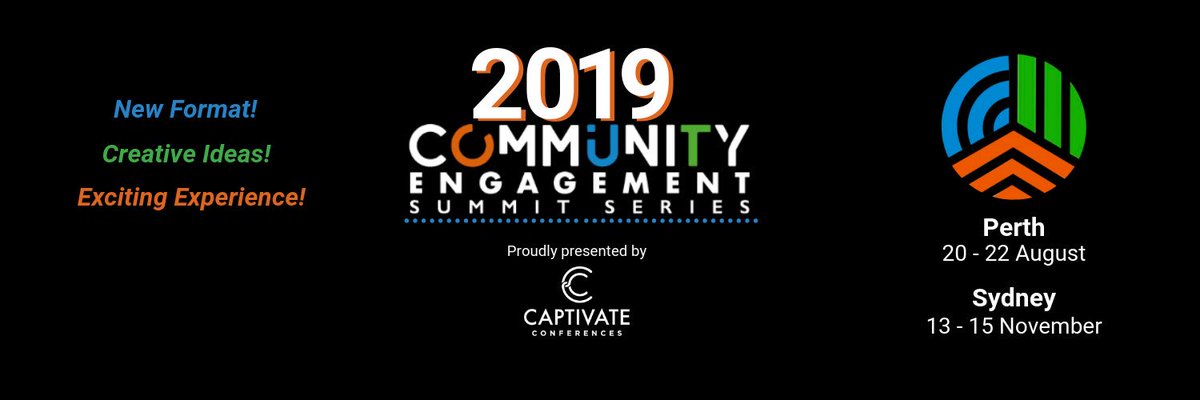 CE Summit Series (@cesummitseries) on Twitter photo We’re upgrading our #CESummitSeries in 2019! With a great new format, this is the most Entertaining #CommunityEngagement Event of 2019! Will we see you in Perth or Sydney?
See CESummitSeries.com for more details.
Proudly presented by <a href="/CaptivateConfe/">Captivate Conferences</a> We’re upgrading our #CESummitSeries in 2019! With a great new format, this is the most Entertaining #CommunityEngagement Event of 2019! Will we see you in Perth or Sydney?
See CESummitSeries.com for more details.
Proudly presented by <a href="/CaptivateConfe/">Captivate Conferences</a>