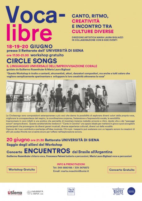 Aperte le iscrizioni al #workshop "Circle Songs - Il linguaggio universale dell'#improvvisazione corale".
Dal 18 al 20/6, h. 17-21, Palazzo del Rettorato - #Siena.
Partecipazione gratuita, ma occorre l'iscrizione tramite e-mail a marta.moschini@unisi.it
bit.ly/2EUWlii