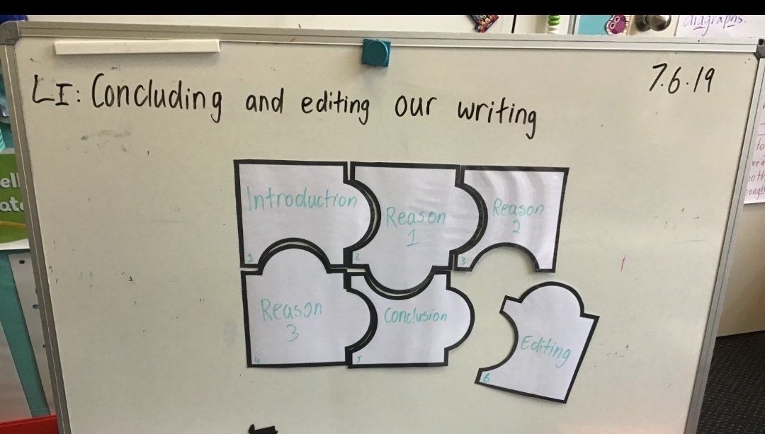 MissLew_ed's tweet image. I've been thinking how to emphasise to my class the importance of editing their work. Today I used these puzzle pieces I made to demonstrate how editing completes your work, just as the final piece completed our puzzle!
My class loved it !
#Acuedu_p #teachinghack