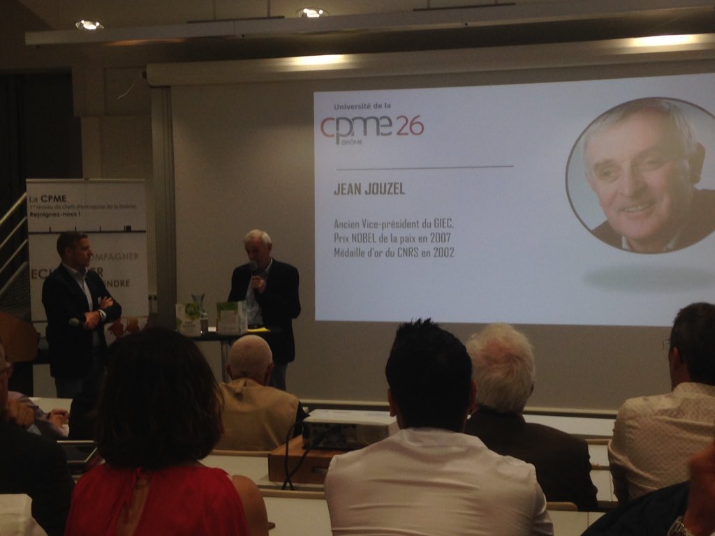 ManuYziact's tweet photo. "Le #GIEC a démontré que le réchauffement climatique depuis les années 50 est lié à 80% à l'activité humaine" #JeanJouzel https://t.co/X7R5idXRXS