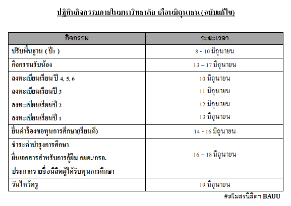 chachai_bauu's tweet photo. × Attention #ทีมBAUU ×
ลงทะเบียนตัวละคร : https://t.co/LVuuratZMg
รายชื่อตัวละคร : https://t.co/swjZjoXSqg
 × ปฏิทินกิจกรรมภายในมหาวิทยาลัย ช่วงเดือนมิถุนายน (ฉบับแก้ไข)

** กิจกรรมภายในตารางมีเผื่อไว้เป็นทอปิคในแต่ละวันเท่านั้น ในส่วนของอีเว้นต์สามารถจัดแจงได้เองเลยค่ะ *** https://t.co/eWLHJrbnUN