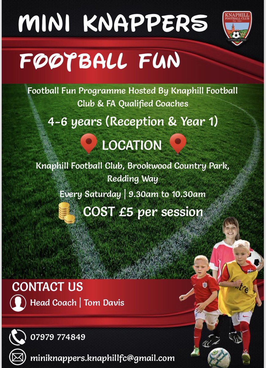 KnaphillFC's tweet photo. Mini Knappers continues this Saturday and every Saturday at Redding Way. Head coach @odgiedavis0811 welcomes all new players.

🔴⚫️ #funcoaching #letthemplay https://t.co/zAG5lWHMY8